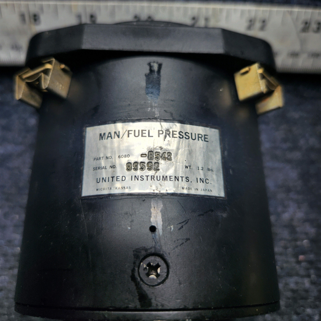 Used aircraft parts for sale, 6080-8543 United Instruments Beechcraft A24R Manifold / Fuel Pressure Indicator