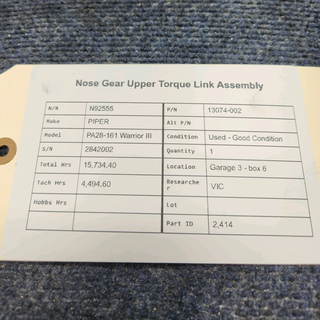 Used aircraft parts for sale, 13074-002 PIPER PA28-161 Warrior III NOSE GEAR UPPER TORQUE LINK ASSEMBLY