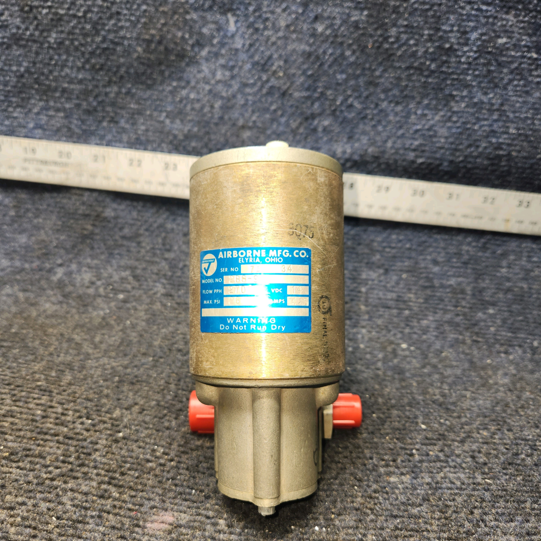 Used aircraft parts for sale, 2B6-9 Airborne Electric Fuel Pump 12V