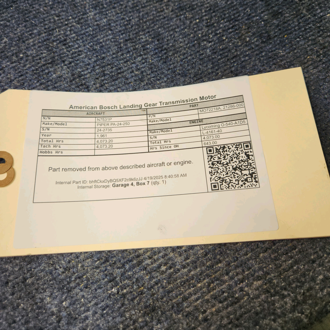 MO72218A | American Bosch | PIPER PA-24-250 | Landing Gear