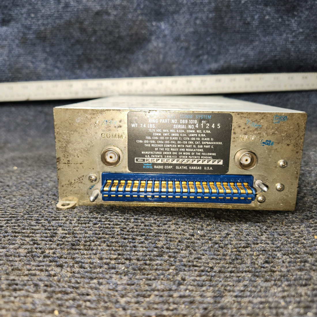 Used aircraft parts for sale, 069-1019-00 Bendix King Beechcraft C23 SUNDOWNER KX 175 NAV/COM – Includes Rack and Connector