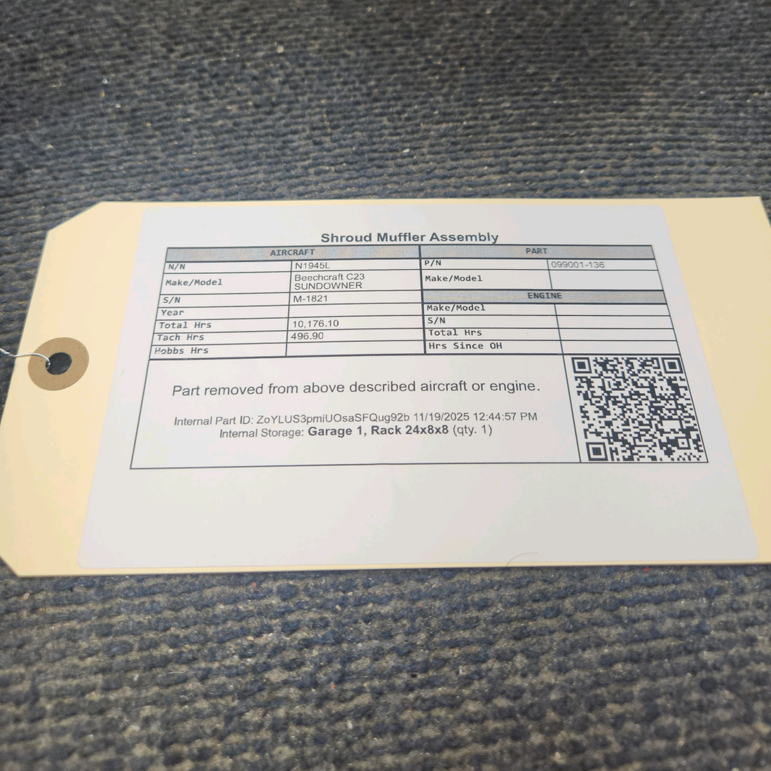 Used aircraft parts for sale, 099001-136 Beechcraft C23 SUNDOWNER Shroud Muffler Assembly