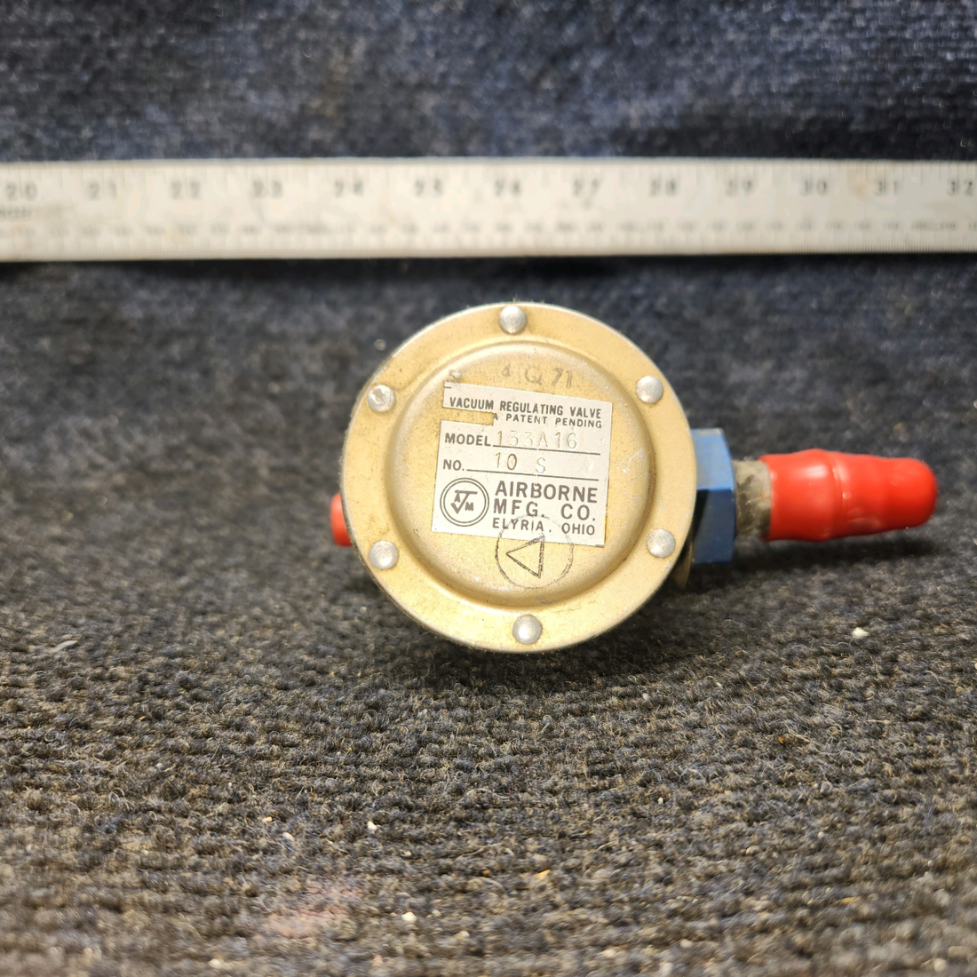 Used aircraft parts for sale, C482001-0401 Airborne Cessna 172RG Vacuum Regulator Valve