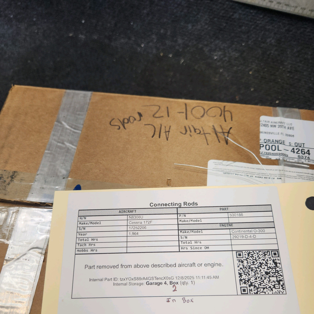 Used aircraft parts for sale, 530186 Continental O-300D Cessna 172F Connecting Rods