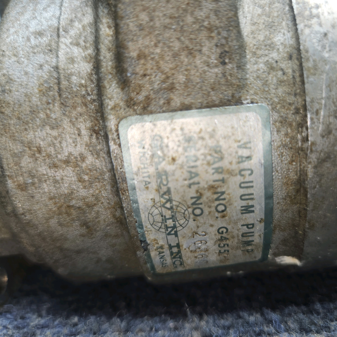 Used aircraft parts for sale, G455P-M Garwin Cessna 172F Vacum Pump