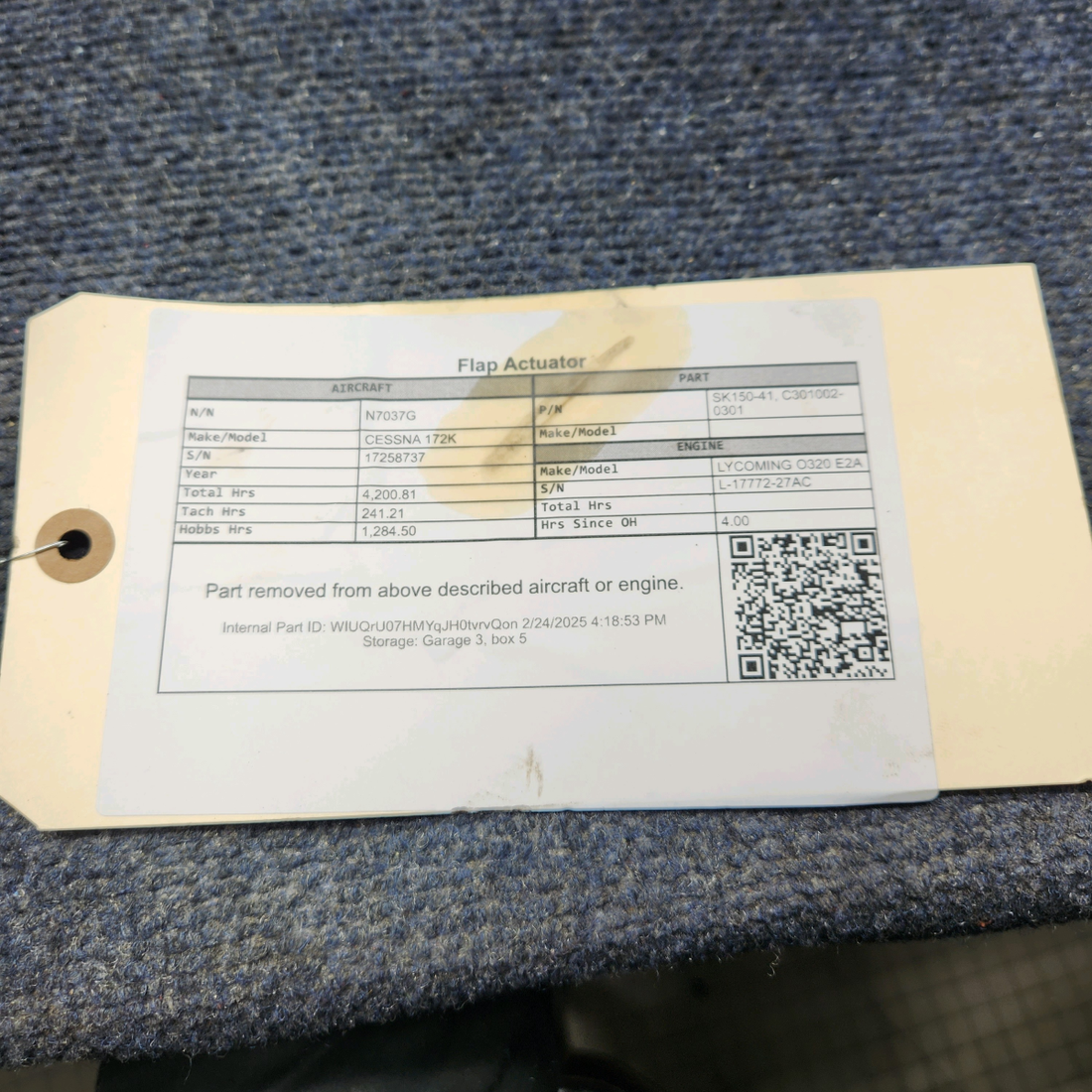 Used aircraft parts for sale, SK150-41 CESSNA 172K FLAP ACTUATOR