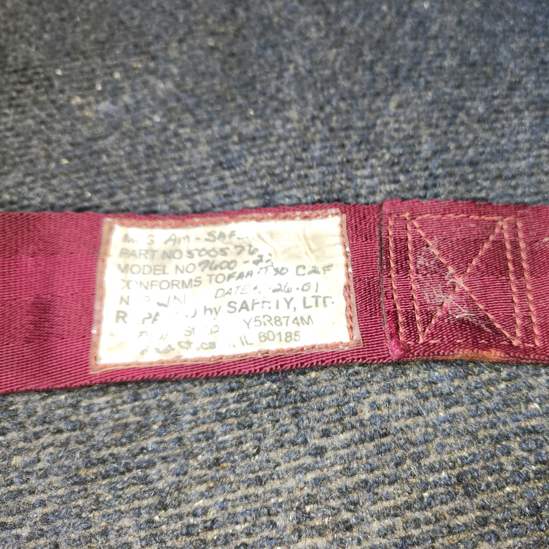 Used aircraft parts for sale, PS50039-4-2A Piper PA32RT-300 Forward Belt Assembly