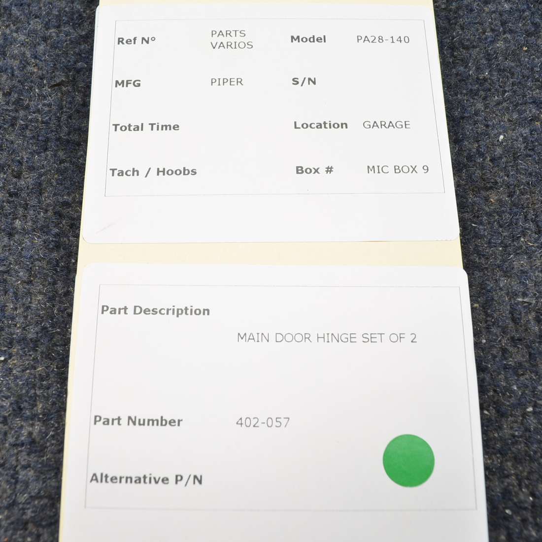 Used aircraft parts for sale, 402-057 PIPER PA28-140 MAIN DOOR HINGE SOLD AS A SET OF 2