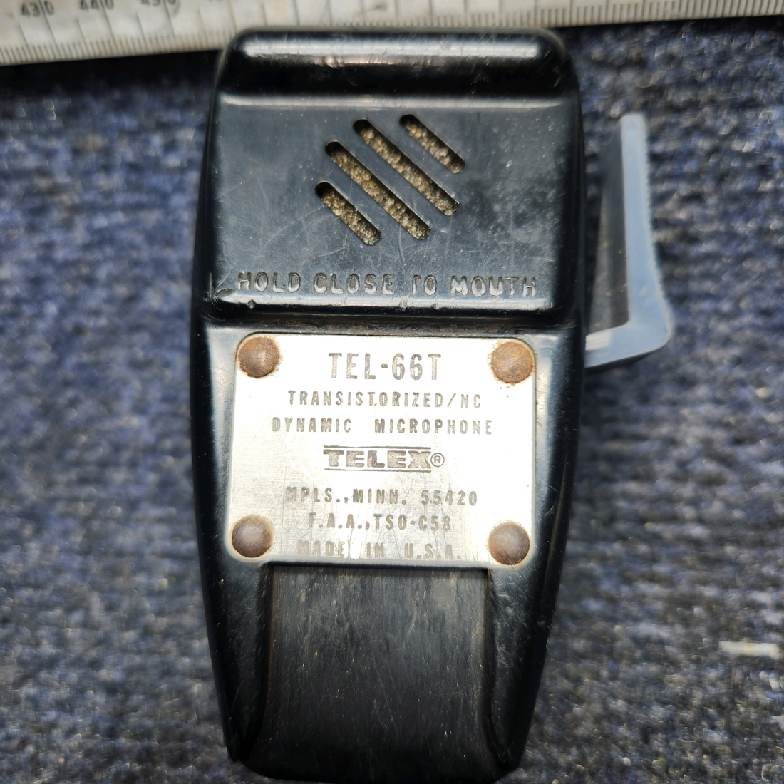 Used aircraft parts for sale, TEL-66T Beechcraft A24R Telex Handheld Microphone "SEE PHOTOS"