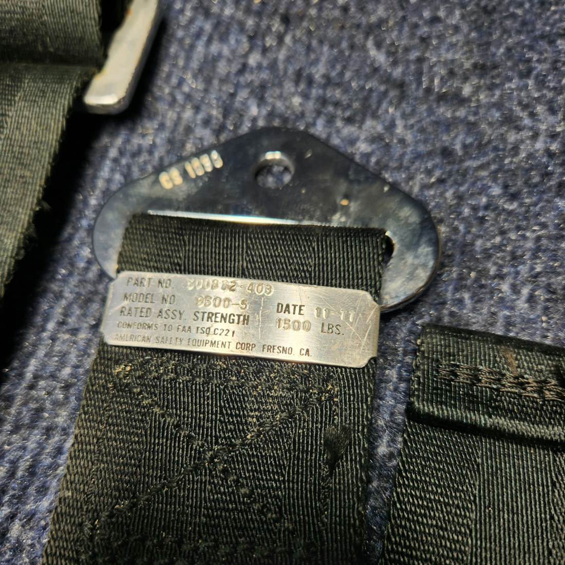 Used aircraft parts for sale, 502985-403 Beechcraft C23 SUNDOWNER SOUTHERN SAFETY SEAT BELT