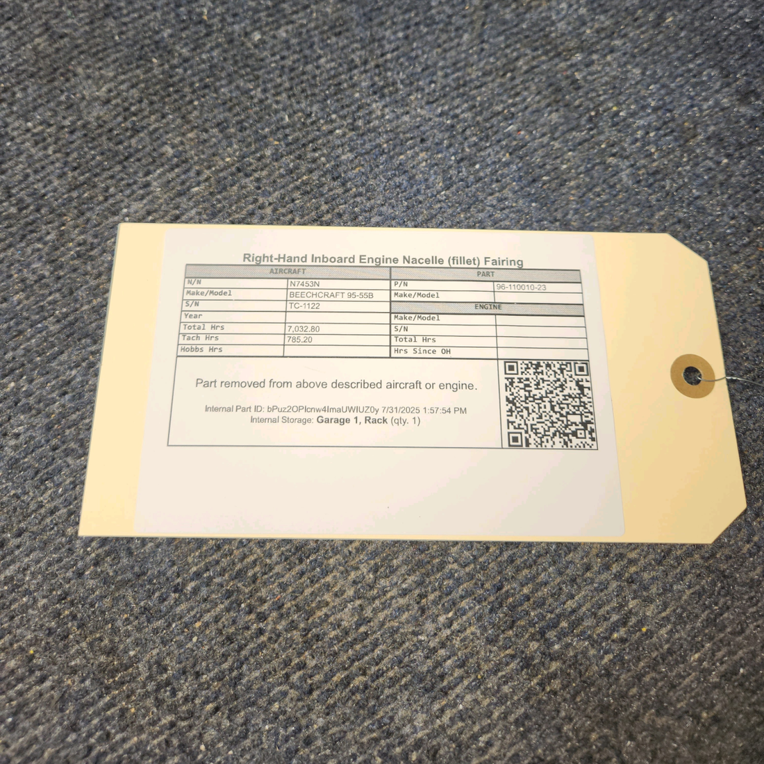 Used aircraft parts for sale, 96-110010-23 BEECHCRAFT 95-55B Inboard Nacelle Fillet - RH