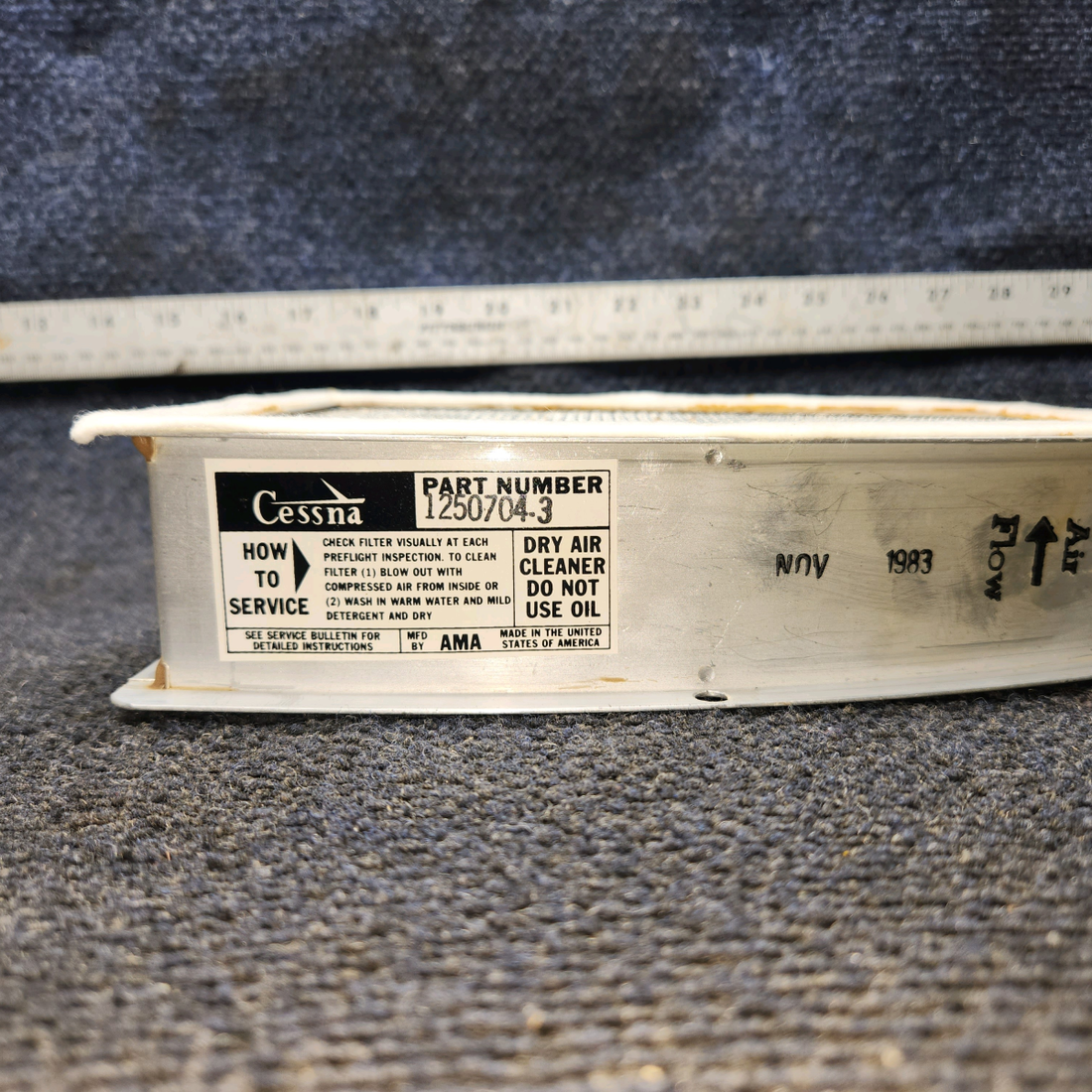 Used aircraft parts for sale, 1250704-3 Cessna Cessna Engine Air Filter