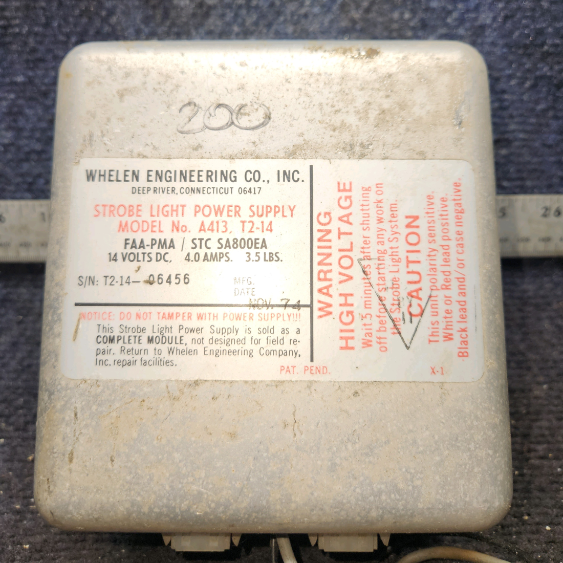 Used aircraft parts for sale, A413,T2-DF-14 Strobe Light Power Supply