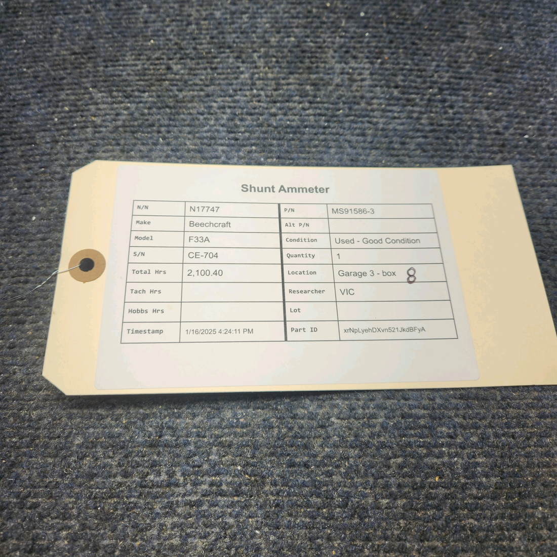 Used aircraft parts for sale, MS91586-3 Beechcraft F33A SHUNT AMMETER