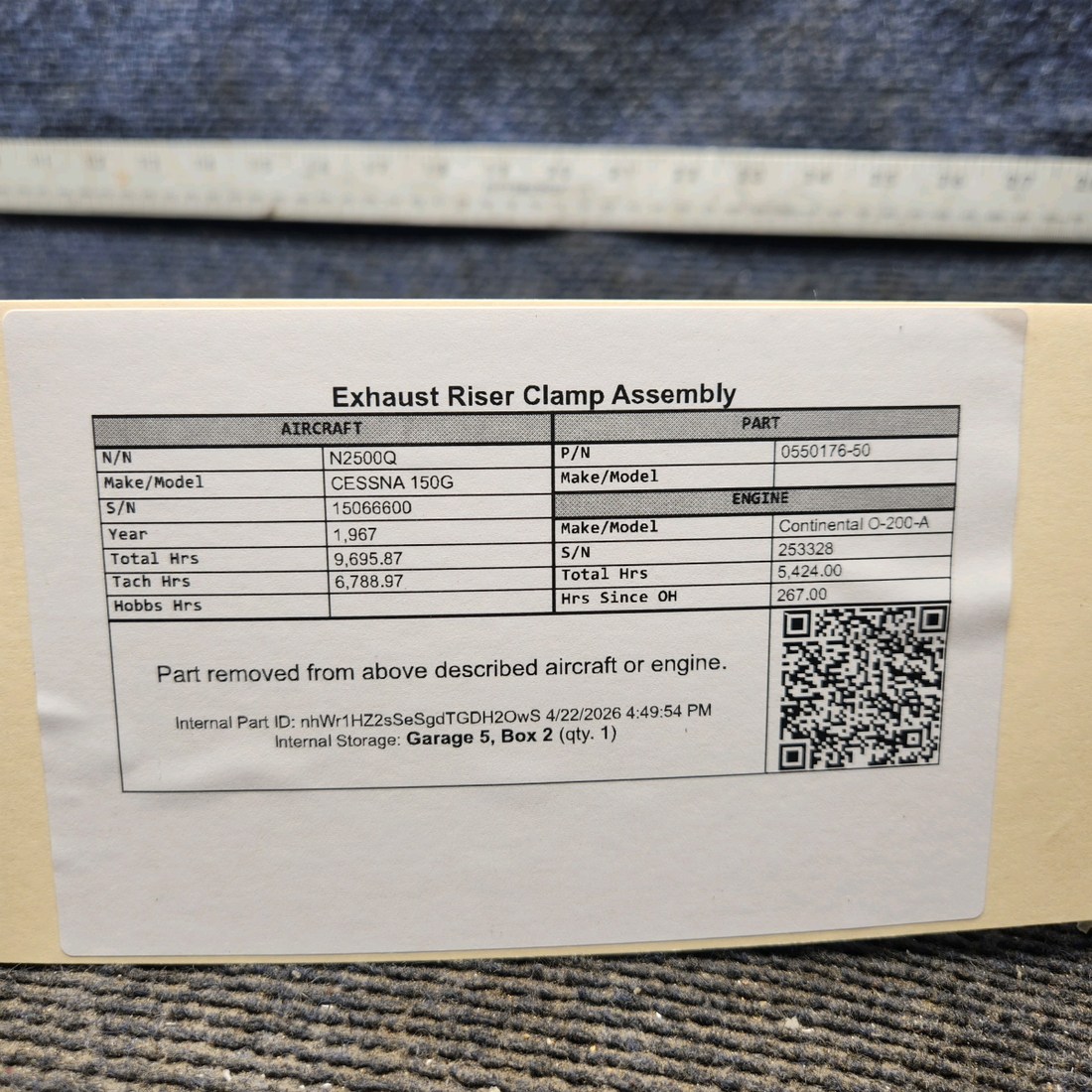 Used aircraft parts for sale, 0550176-50 cessna 150G Exhaust Clamp Assy
