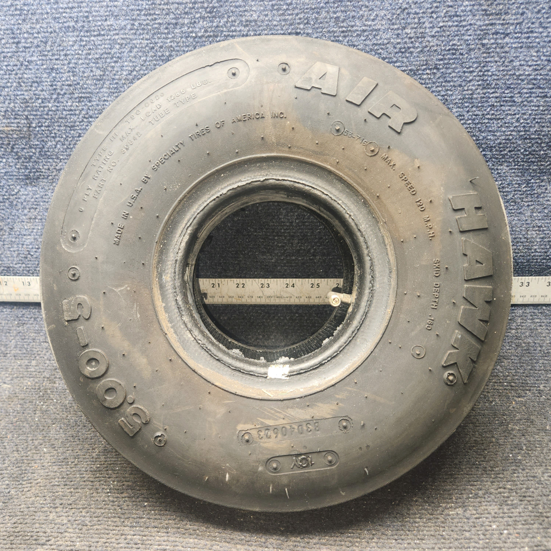 Used aircraft parts for sale, 5.00-5 Air Hawk 5.00-5 Cessna 172E Tire 6 PLY with tube