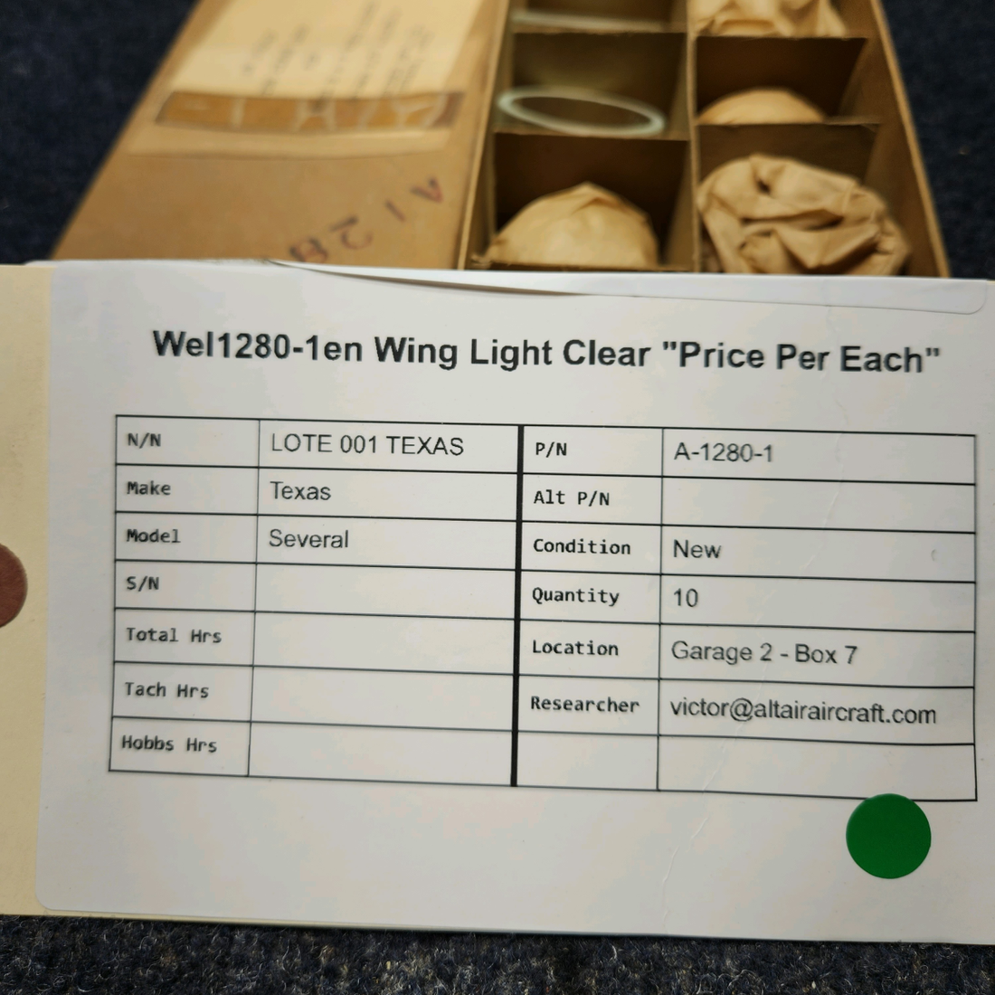 Used aircraft parts for sale, A-1280-1 WHELEN Texas Several WHELEN WING LIGHT CLEAR "PRICE PER EACH"