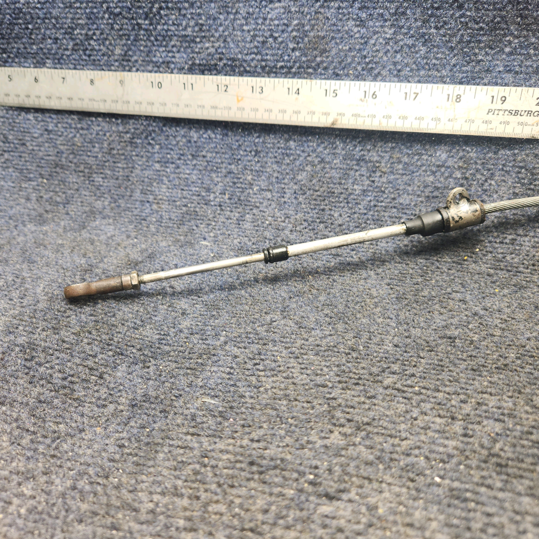 Used aircraft parts for sale, 169-940013-15 Beechcraft A24R Throttle Control Cable VERNIER (Length: 58-3/4") PLASTIC IS BROKEN SEE PHOTOS