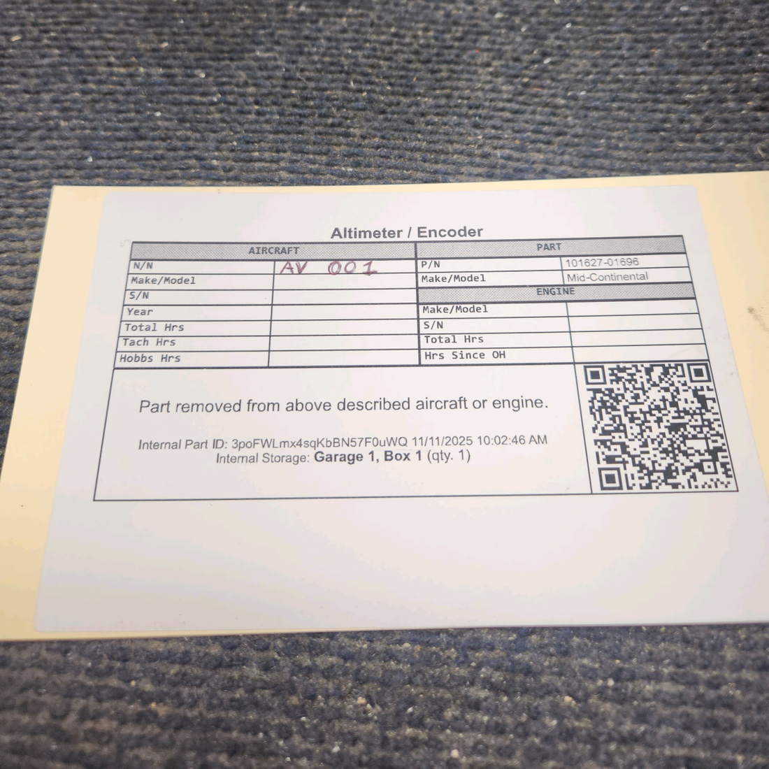 Used aircraft parts for sale, 101627-01696 Mid-Continental Altimeter/Encoder