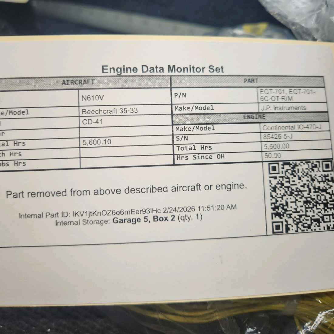 Used aircraft parts for sale, EGT-701 J.P. Instruments Beechcraft 35-33 Engine Data Monitor Set