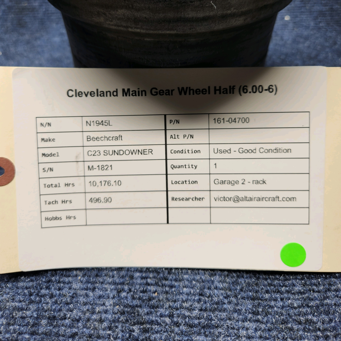 Used aircraft parts for sale, 161-04700 Cleveland  [part_model] Beechcraft C23 SUNDOWNER CLEVELAND  MAIN GEAR WHEEL (6.00-6)