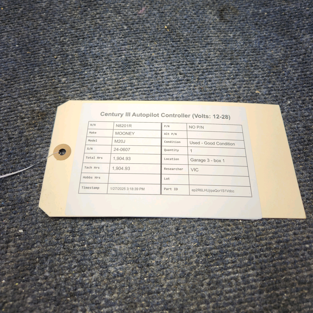 Used aircraft parts for sale, NO P/N MOONEY M20J CENTURY III AUTOPILOT CONTROLLER (VOLTS: 12-28)