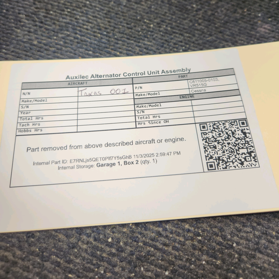 Used aircraft parts for sale, C611005-0103 Cessna Cessna Auxilec Alternator Control Unit Assembly