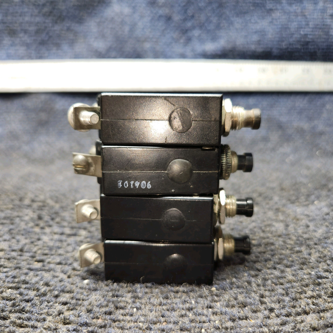 Used aircraft parts for sale, S1232-55, CB-2330A, CB-2315A, CB-2340A Cessna C175 Circuit Breaker Lot of Four(4) 15A/30A/40A/55A