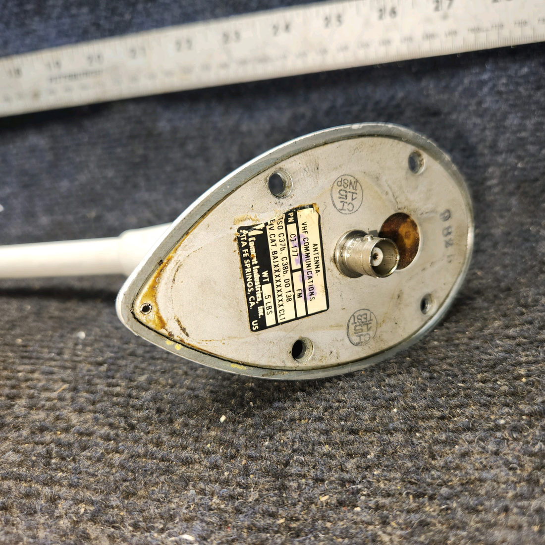 Used aircraft parts for sale, CI-177 Commant Industries CI-177 Piper PA28-140 VHF Whip Antenna