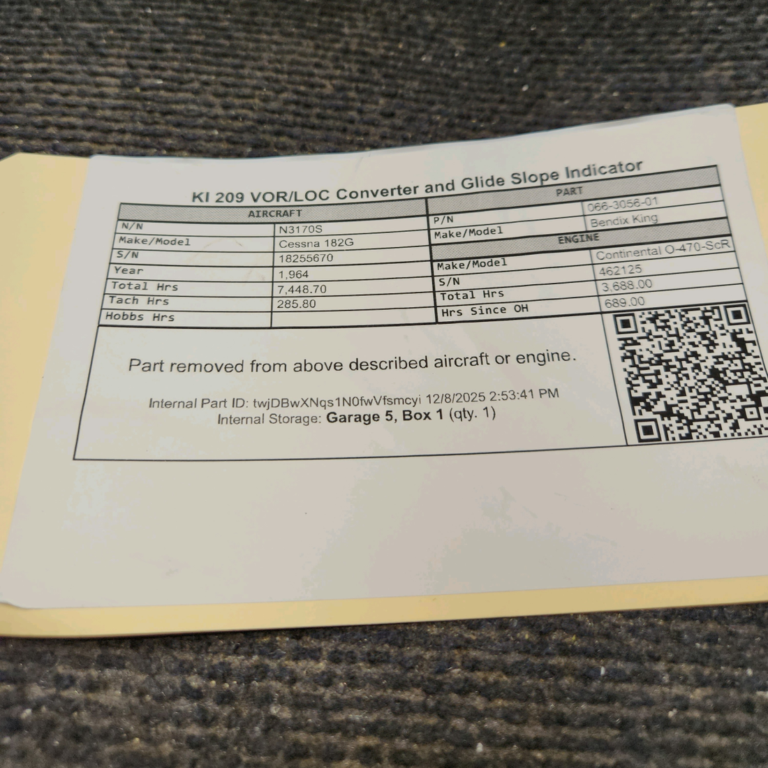 Used aircraft parts for sale, 066-3056-01 Bendix King KI 209 Cessna 182G VOR/LOC Converter and Glide Slope Indicator