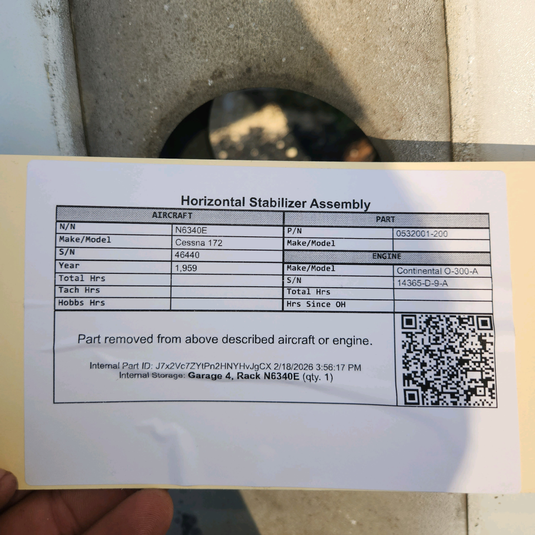 Used aircraft parts for sale, 0532001-200 Cessna 172 Horizontal Stabilizer Assembly