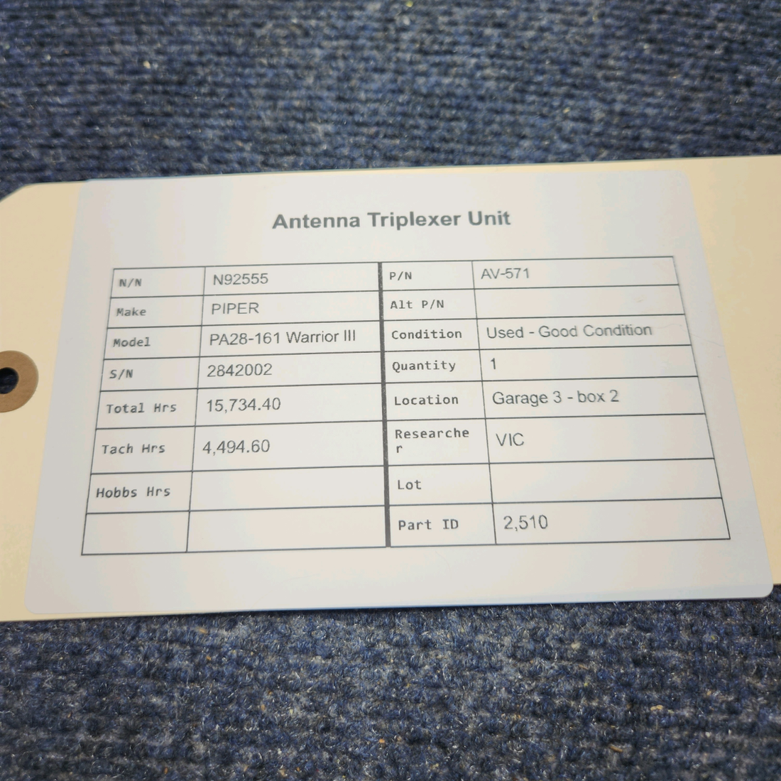 Used aircraft parts for sale, AV-571 PIPER PA28-161 Warrior III ANTENNA TRIPLEXER UNIT