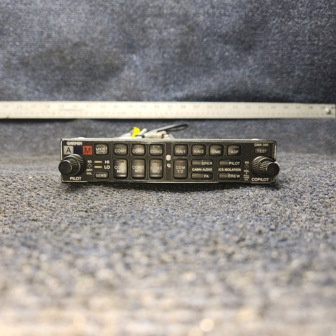 Used aircraft parts for sale, 011-00401-00 Garmin GMA 340 Cessna 182G Audio Panel Intercom With  tray and connectors.