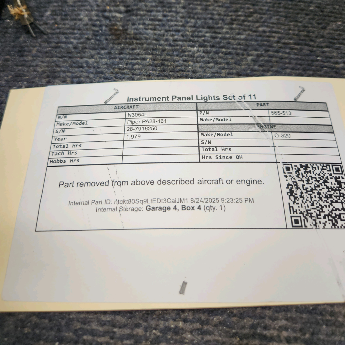 Used aircraft parts for sale, 565-513 Piper PA28-161 Instrument Panel Lights – Set of 11