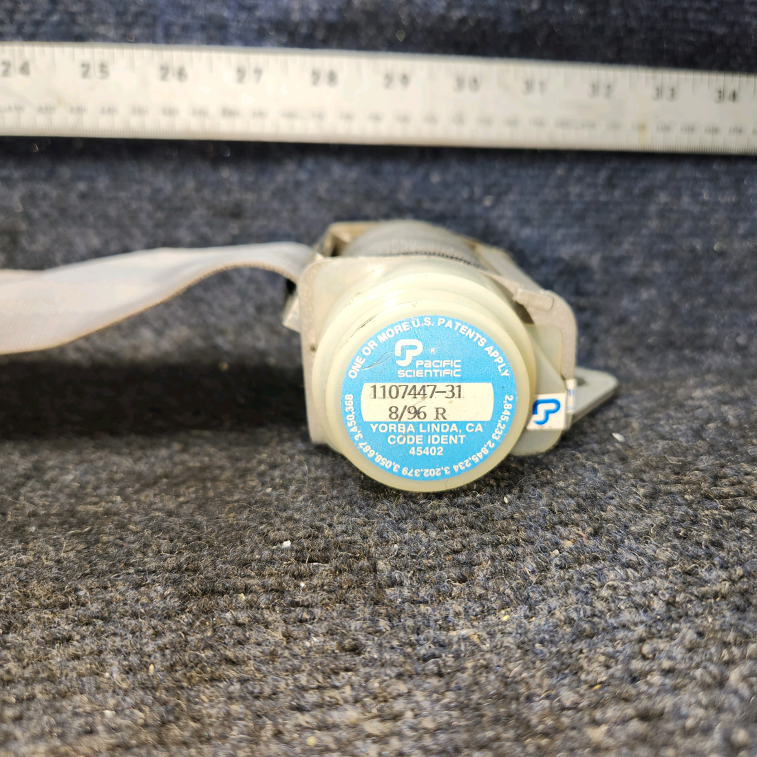 Used aircraft parts for sale, 1107447-01 Pacific Scientific 1107447-31 Piper PA28-161 Shoulder Harness Reel Assy (Grey)