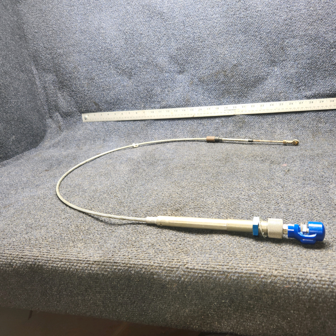 Used aircraft parts for sale, 169-940013-21 Beechcraft A24R Propeller Control Cable VERNIER (Length: 49-3/4") PLASTIC IS BROKE-SEE PHOTOS.