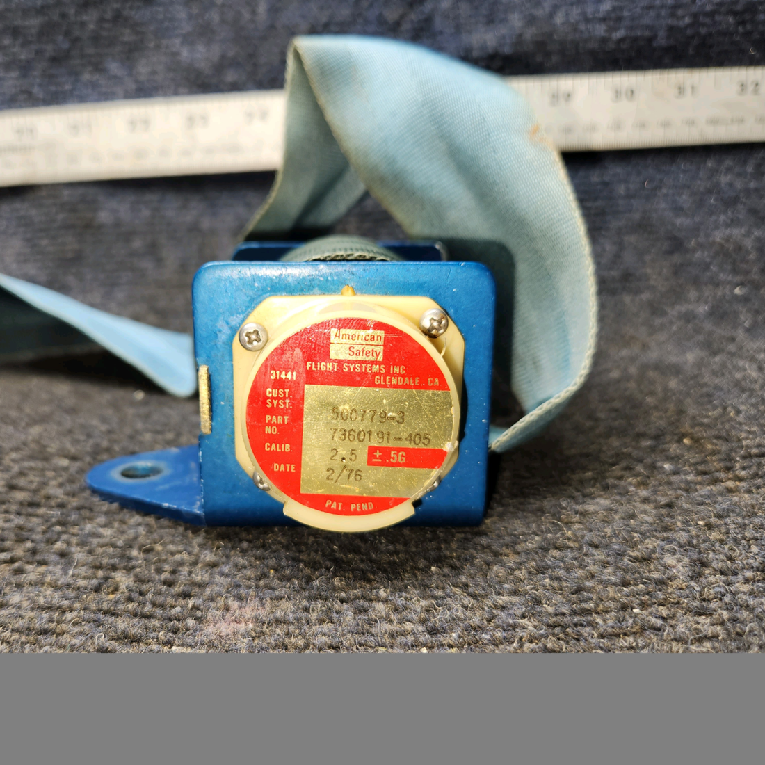 Used aircraft parts for sale, 7360191-405 America Safety Beechcraft C23 SUNDOWNER Inertia Reel Seatbelt Assembly