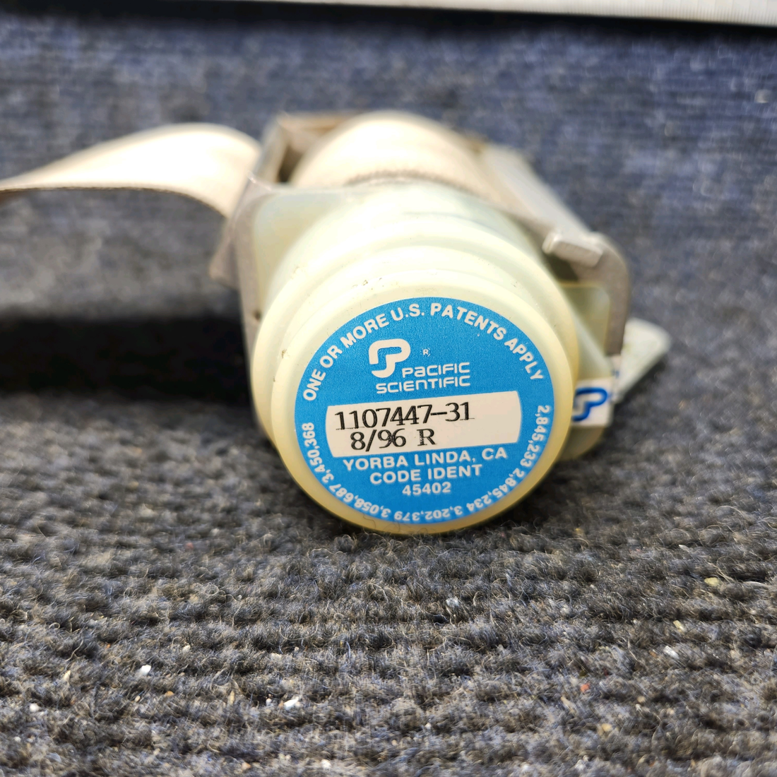 Used aircraft parts for sale, 1107447-01 Pacific Scientific 1107447-31 Piper PA28-161 Shoulder Harness Reel Assembly (Brown)