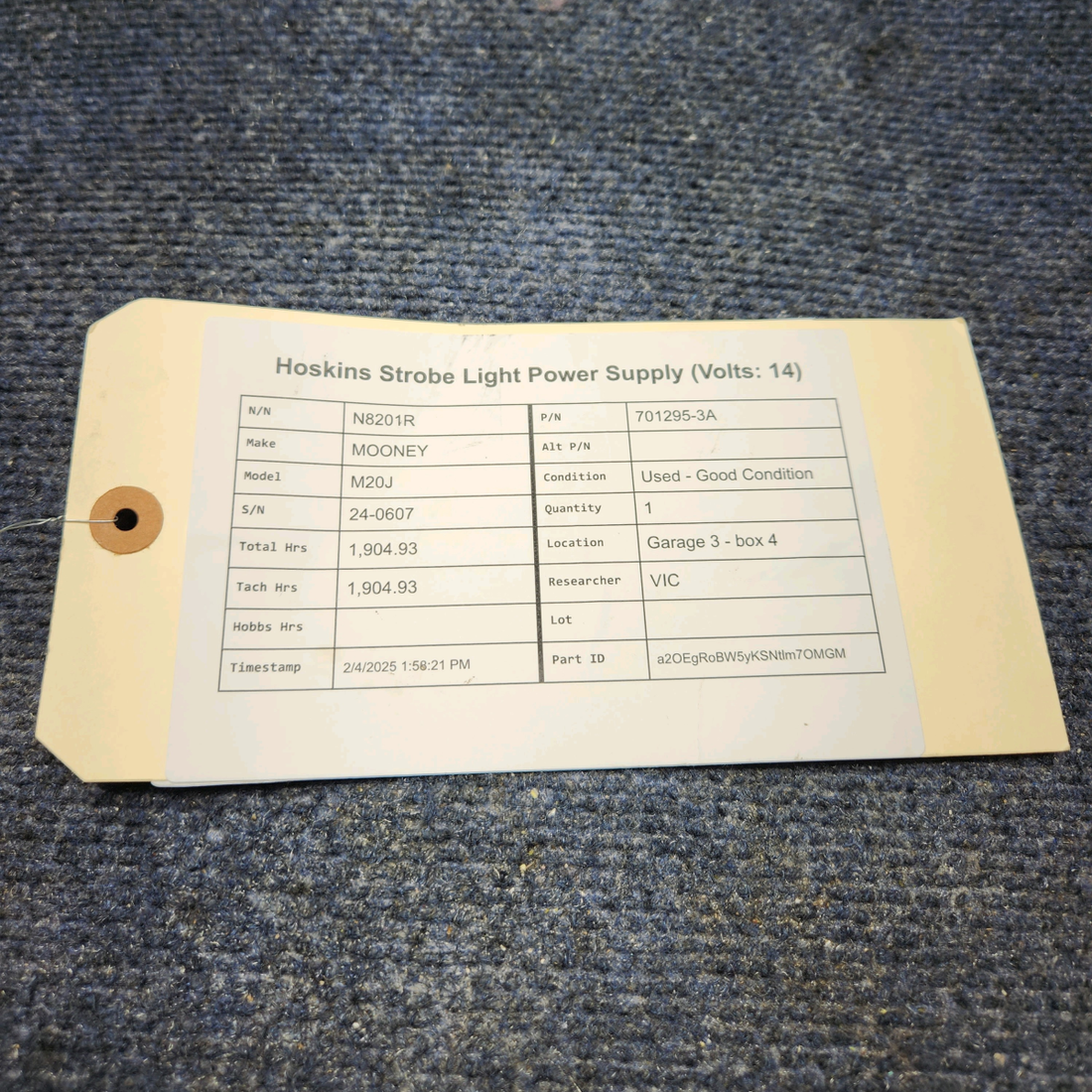 Used aircraft parts for sale, 701295-3A Hoskins MOONEY M20J STROBE LIGHT POWER SUPPLY (VOLTS: 14)