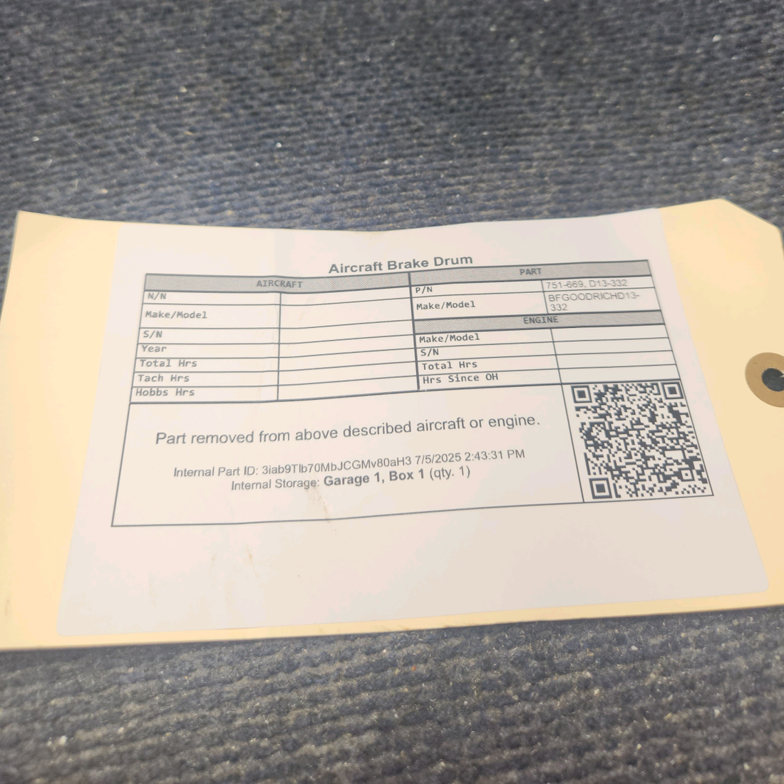 Used aircraft parts for sale, 751-669 BFGOODRICH D13-332 Aircraft Brake Drum