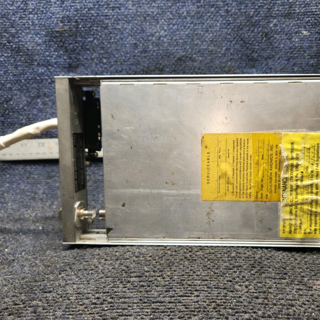 Used aircraft parts for sale, 03114-0309 Narco COM-810 Piper PA28-140 Comm Transceiver w/  Rack and Connectors