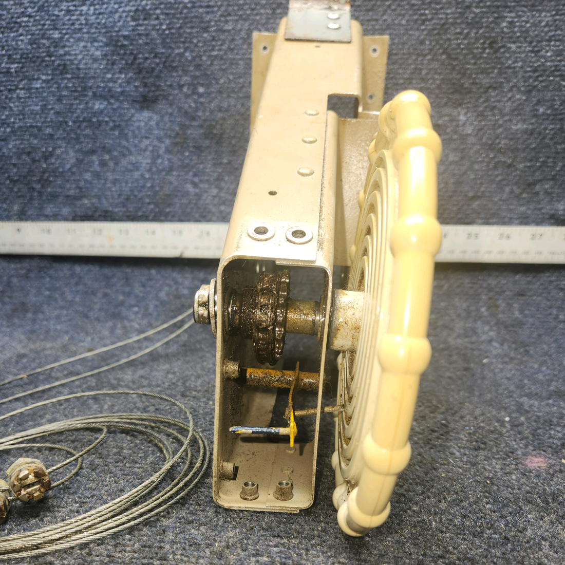 Used aircraft parts for sale, 169-524000-601 Beechcraft A23A Musketeer Custom III STABILATOR TAB CONTROL MECHANISM W/ CABLE