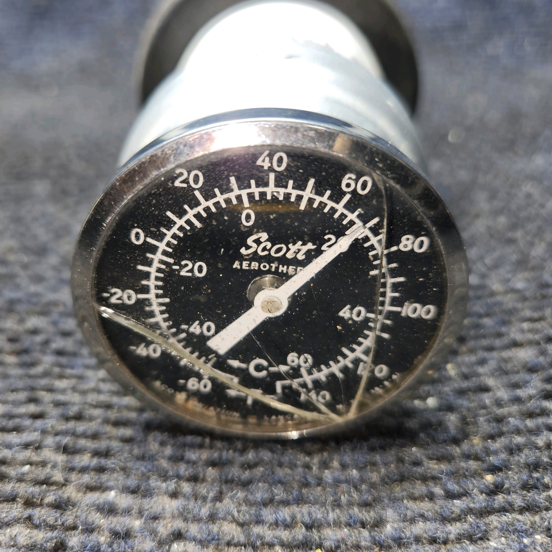 Used aircraft parts for sale, 0411078-2 Cessna C175 Outside Temp Indicator W/ Vent Tube