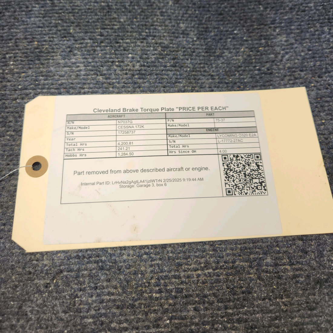 Used aircraft parts for sale, 75-37 Cleveland CESSNA 172K BRAKE TORQUE PLATE "PRICE PER EACH"
