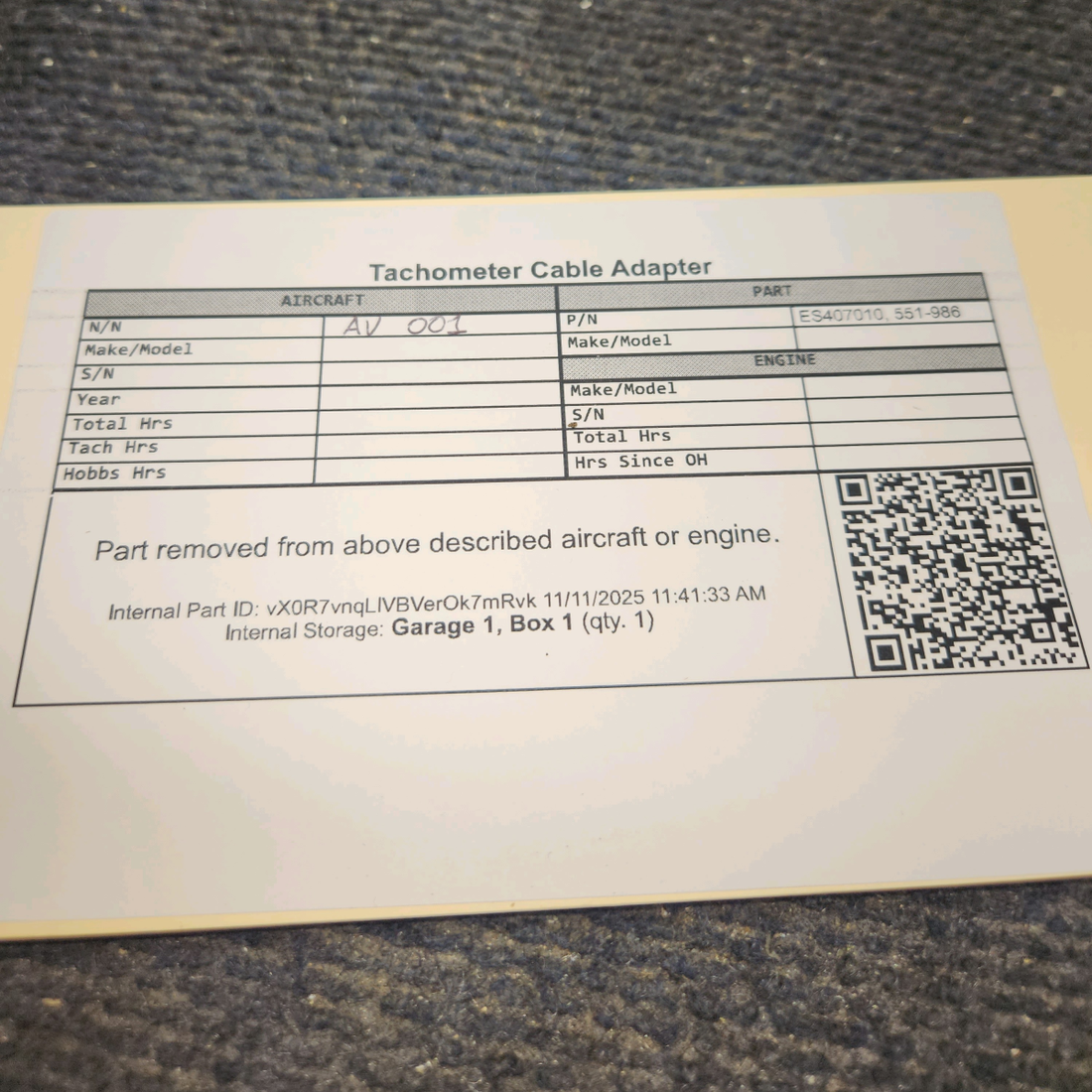 Used aircraft parts for sale, 106301 Continental GO-300 Cessna C175 Tachometer 90 Degree Elbow Cable Adapter