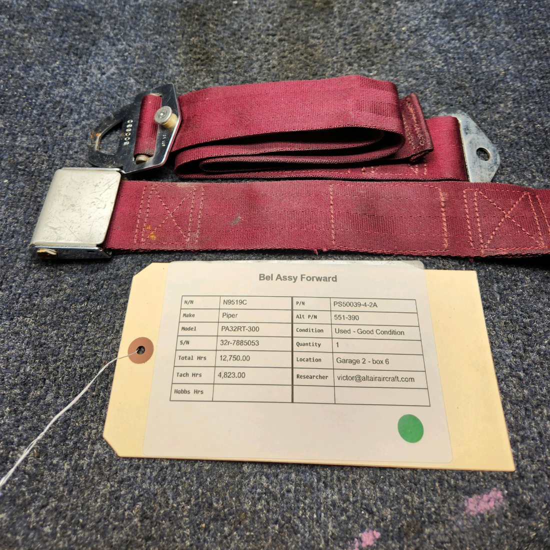 Used aircraft parts for sale, PS50039-4-2A Piper PA32RT-300 BEL ASSY FORWARD
