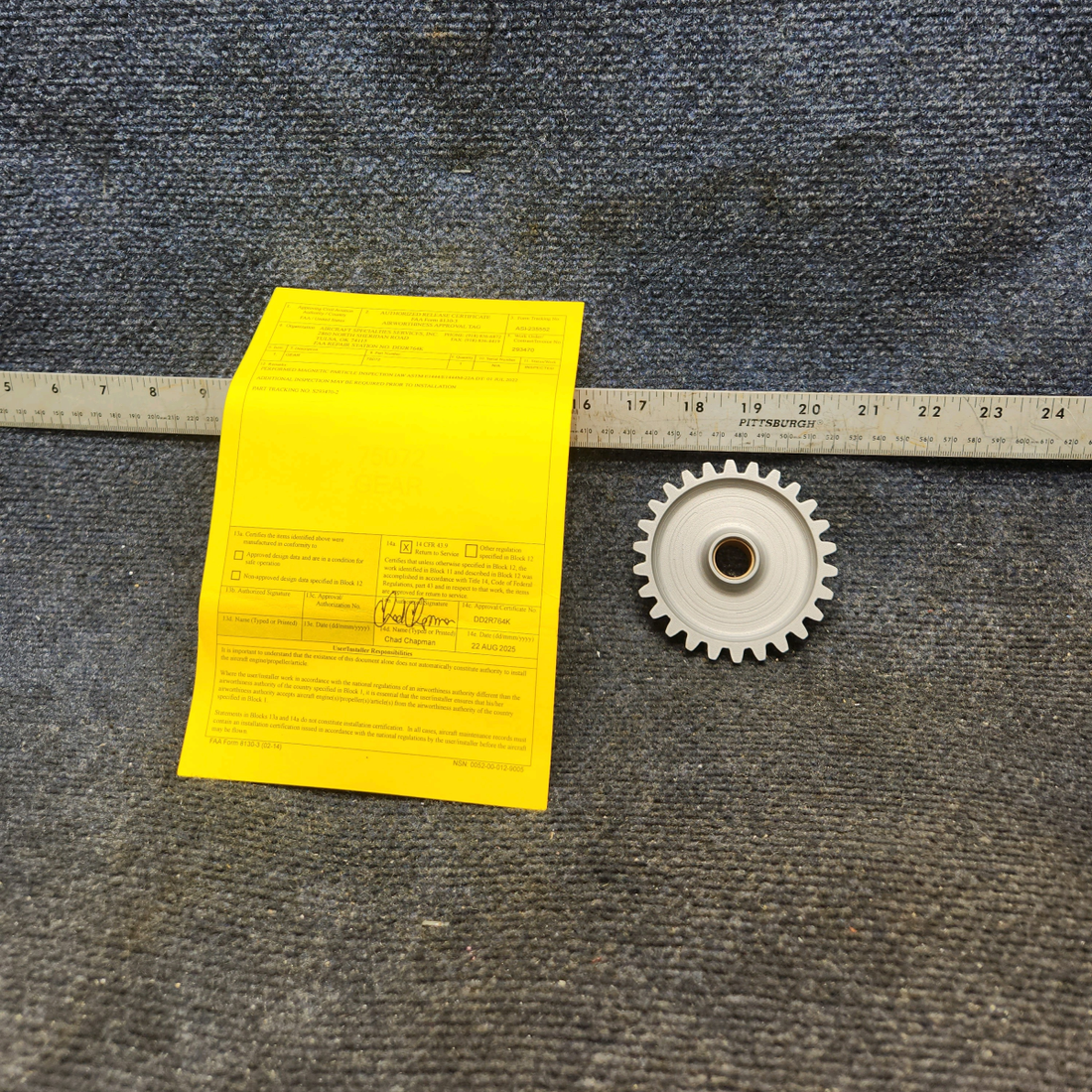 Used aircraft parts for sale, 75072 Lycoming O-320 Piper PA28-140 Gear Assembly Crankshaft Idler with 8130-1