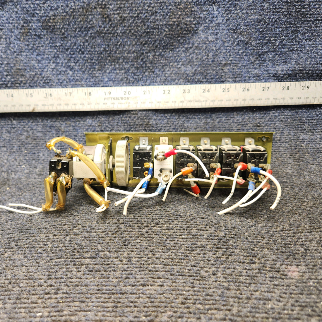 Used aircraft parts for sale, 66643-000 Piper PA28-140 Switch Panel Assembly w/ Potentiometer