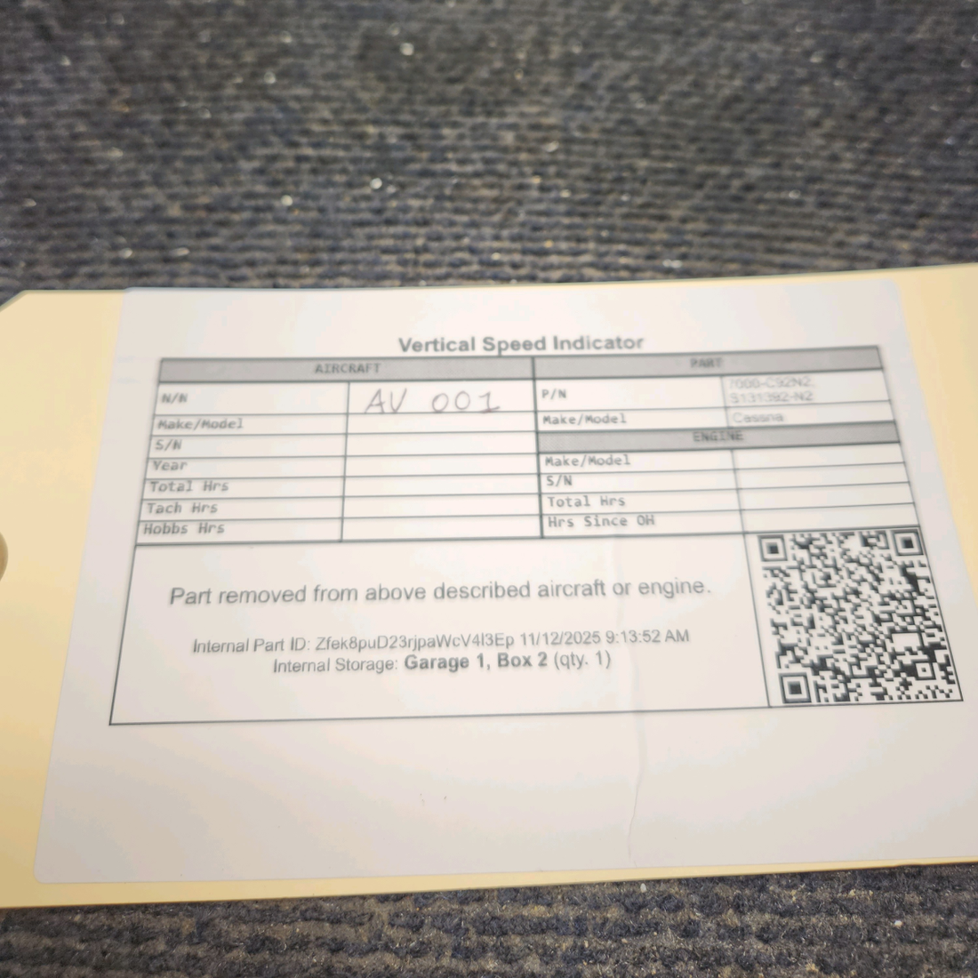 Used aircraft parts for sale, 7000-C92N2 Cessna Cessna 150J Vertical Speed Indicator