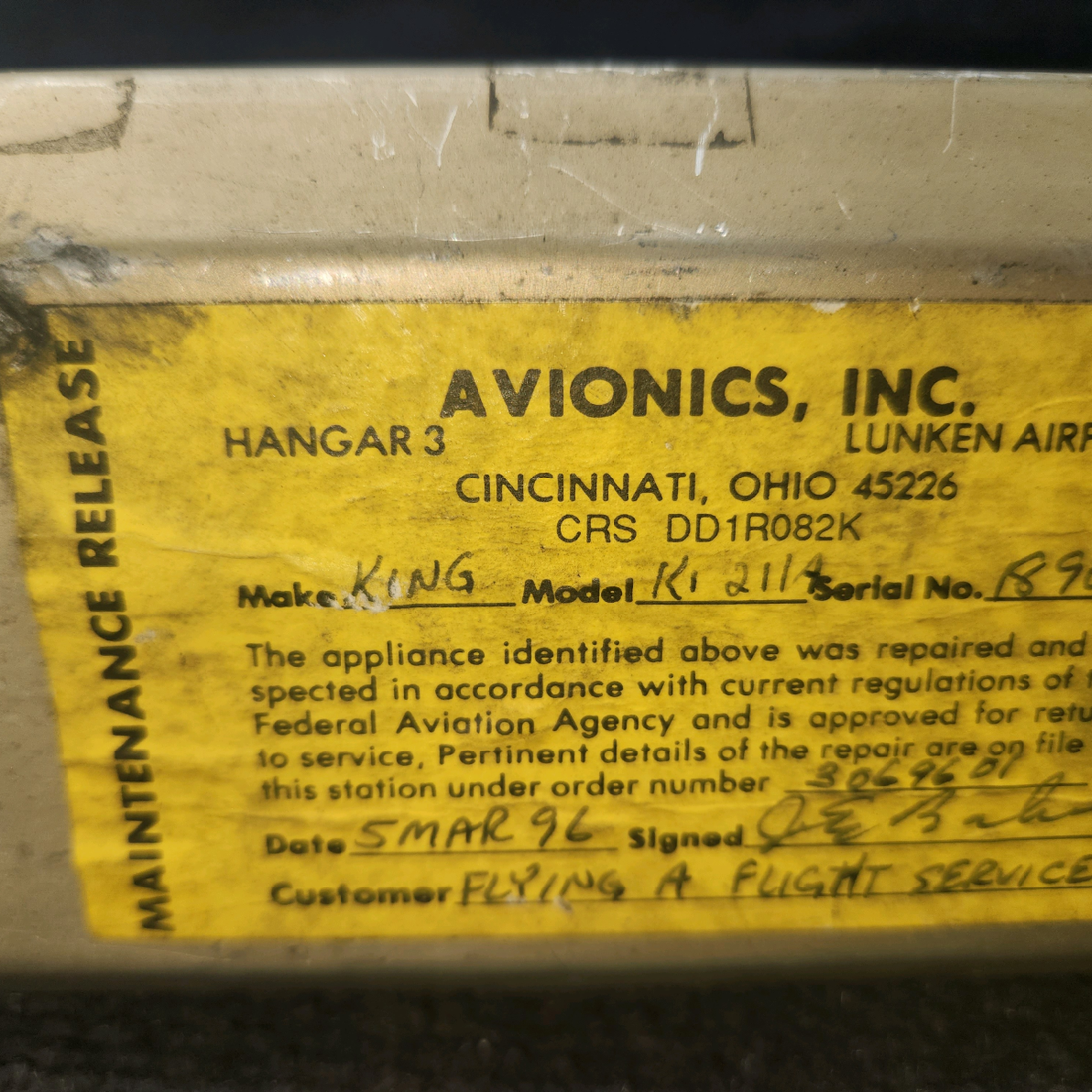 Used aircraft parts for sale, KI-211A Bendix King KI-211A Cessna 182G Indicator